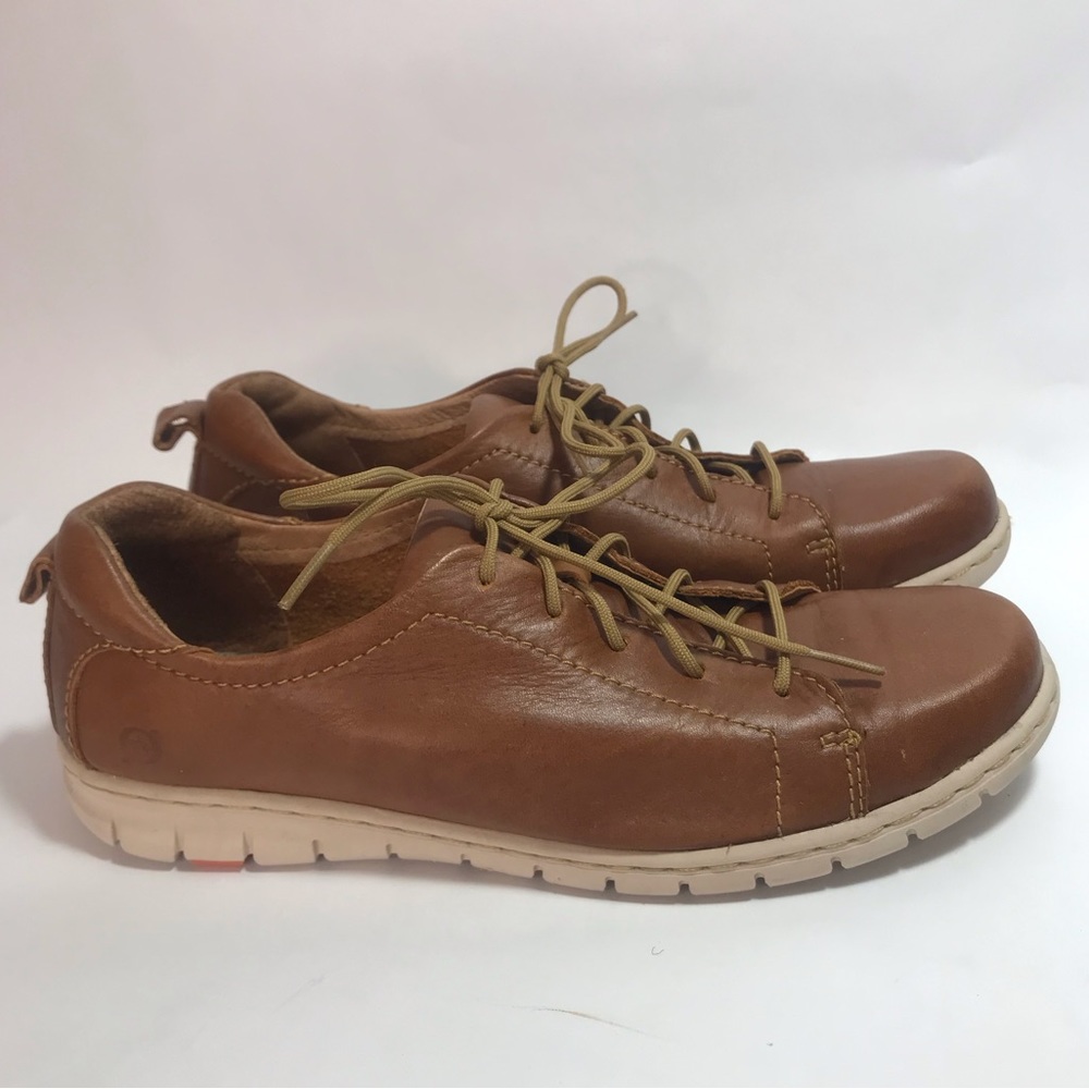 Born Brown Leather Lace Up Comfort Sneakers Shoes Size 8